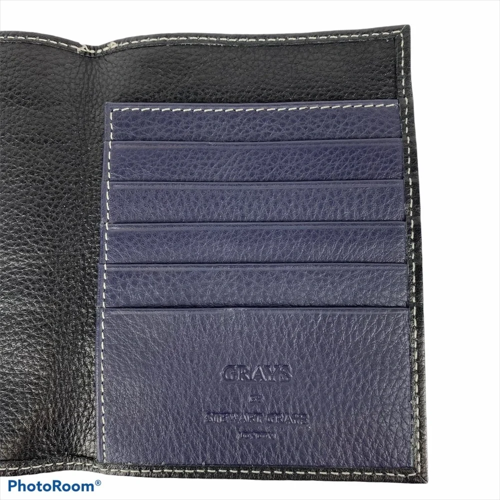 Grays - Stuart Grays of London leather passport cover NWOT black & purple unisex